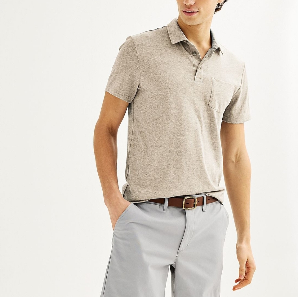 Mens Polo by Sonoma.  Size L. Color Greyish Beige. NEW